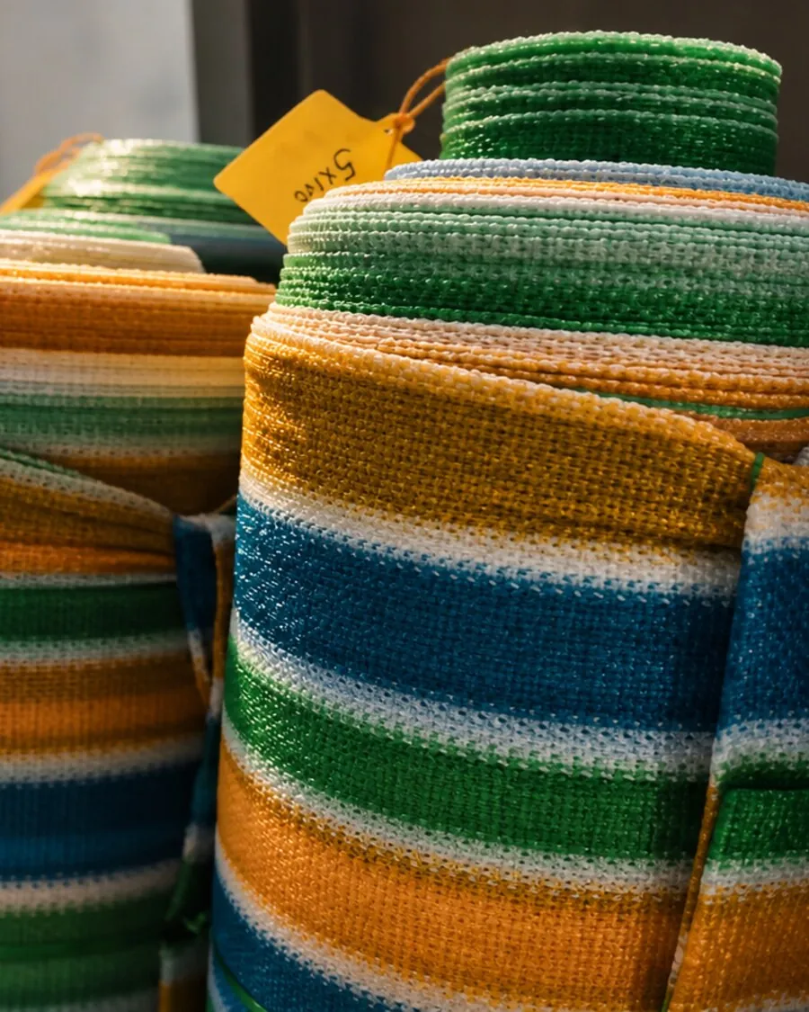 Finished shade cloth rolls in stock