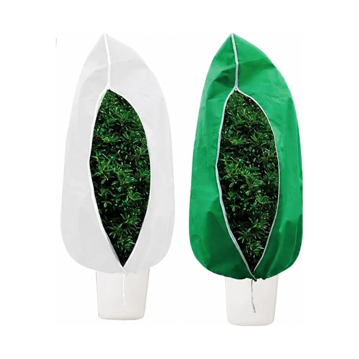 Non-woven plant frost cover with drawstring