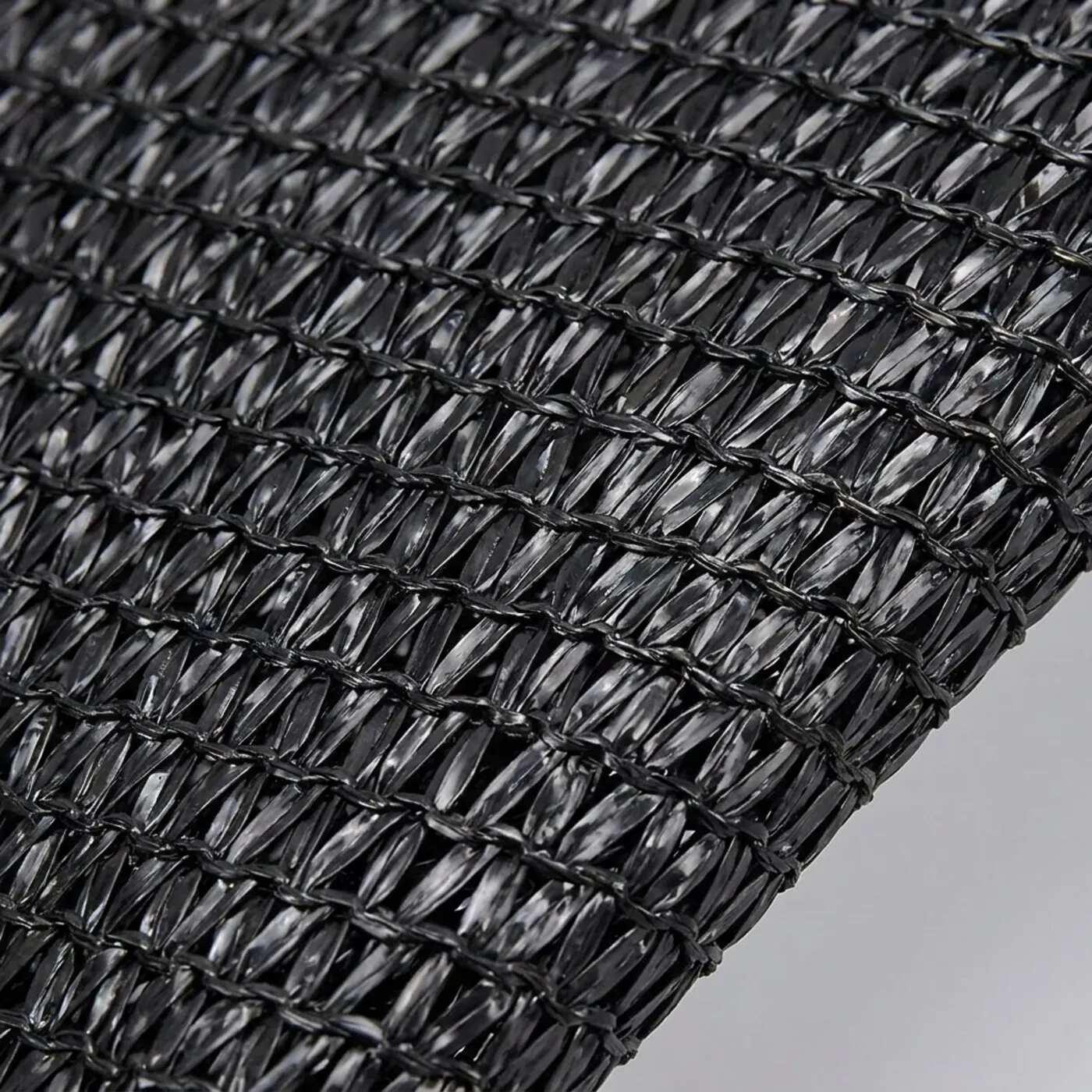 Flat-wire tape-knit shade cloth — dense, tighter knit